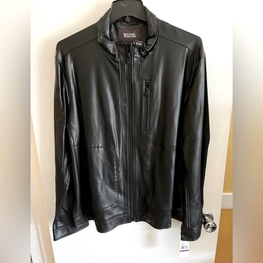 Michael Kors black leather jacket, NWT size XXL